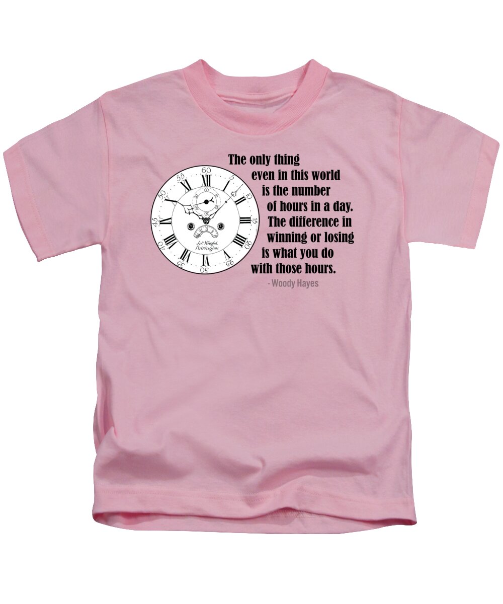 Quotations Kids T-Shirt featuring the digital art Woody On Winning by Greg Joens
