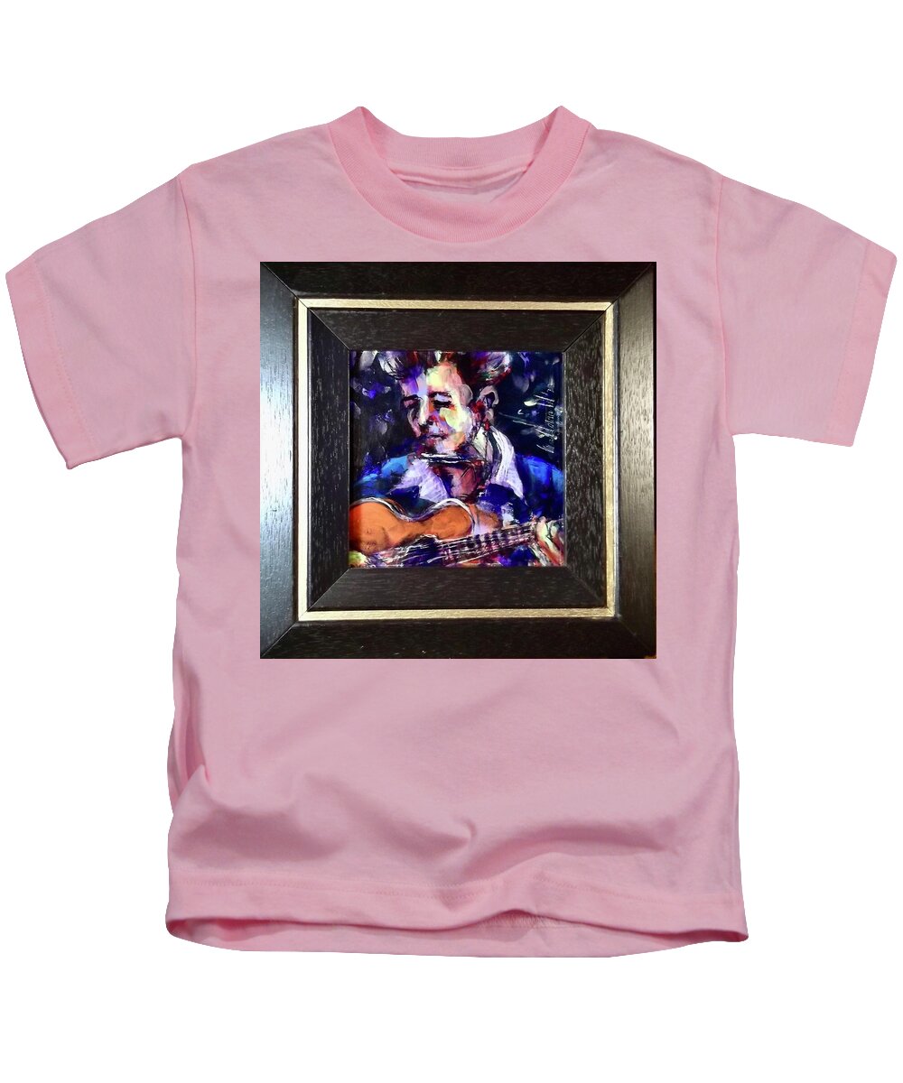 Painting Kids T-Shirt featuring the painting Young Dylan by Les Leffingwell