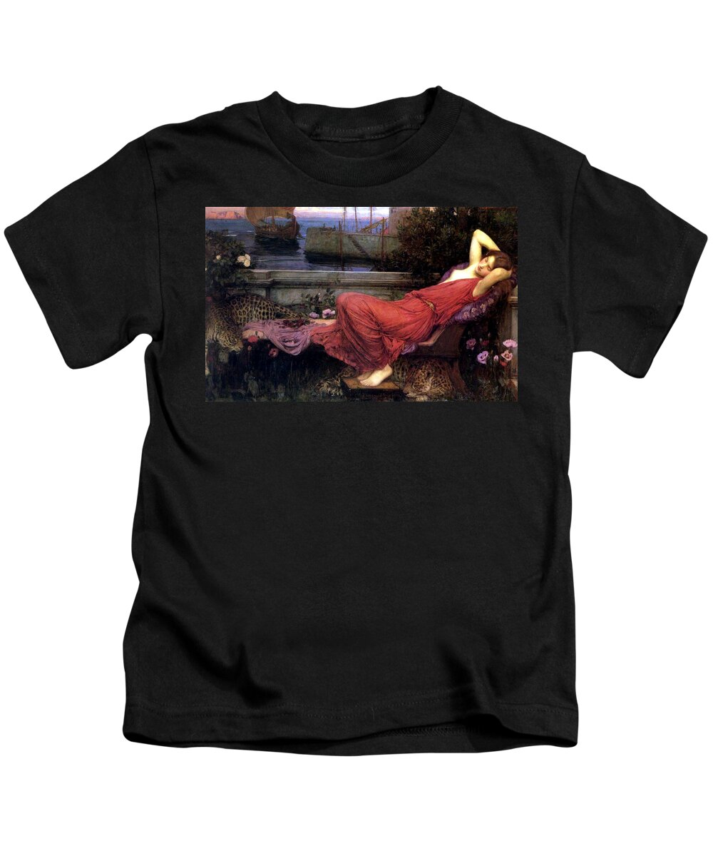 Ariadne Kids T-Shirt featuring the painting Ariadne #1 by John William Waterhouse