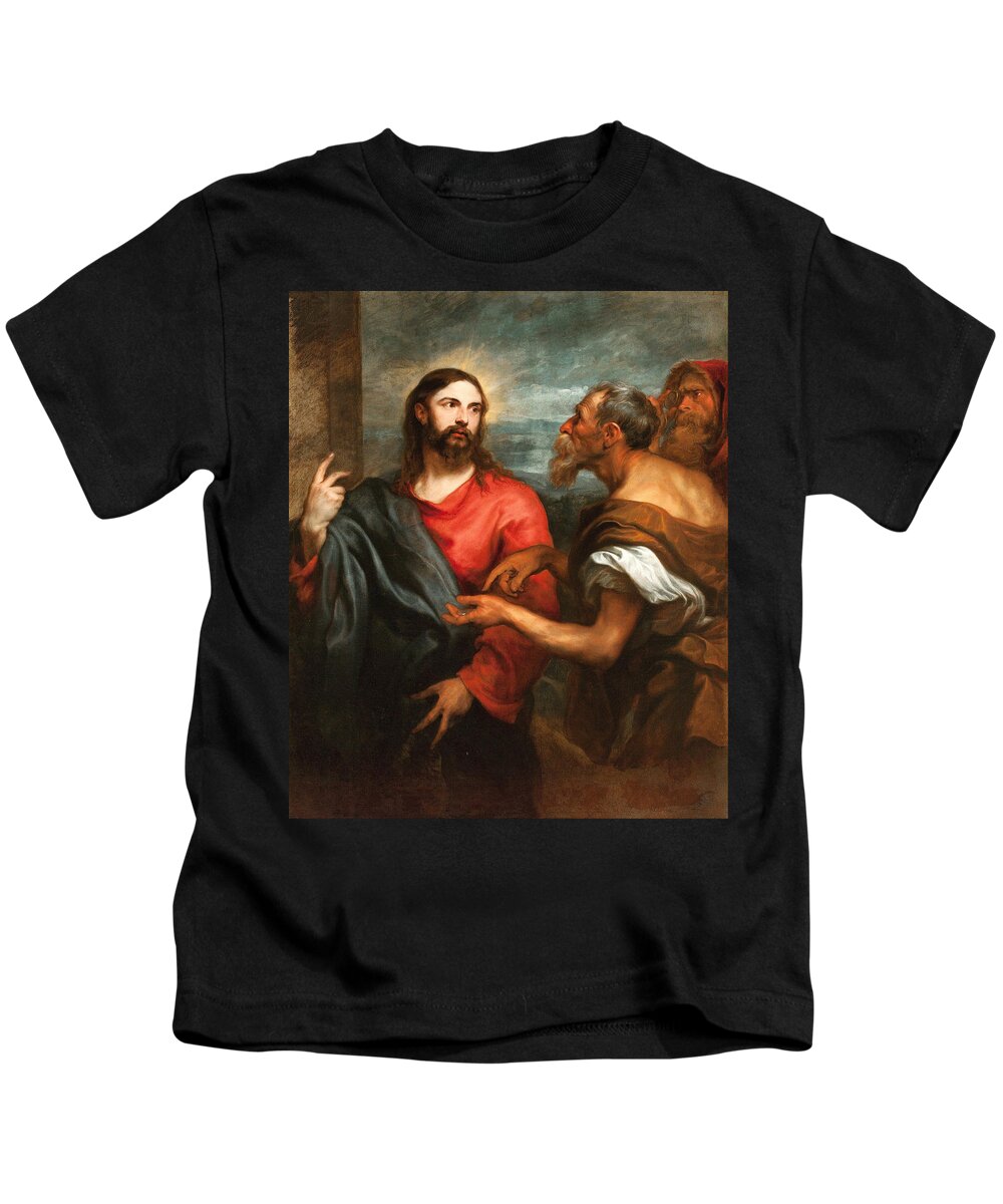 Anthony Van Dyck Kids T-Shirt featuring the painting Christ of the Coin #1 by Anthony van Dyck