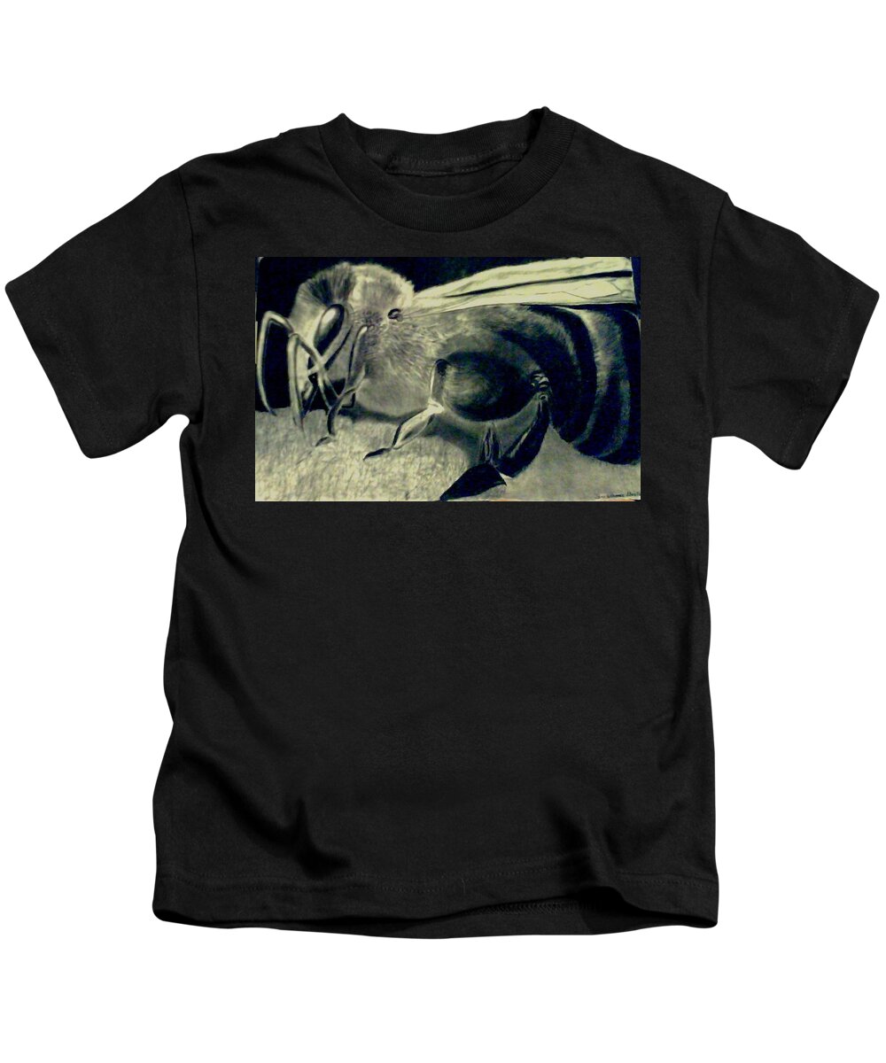 Bee Kids T-Shirt featuring the drawing Daddy's Baby Bee by Suzanne Berthier