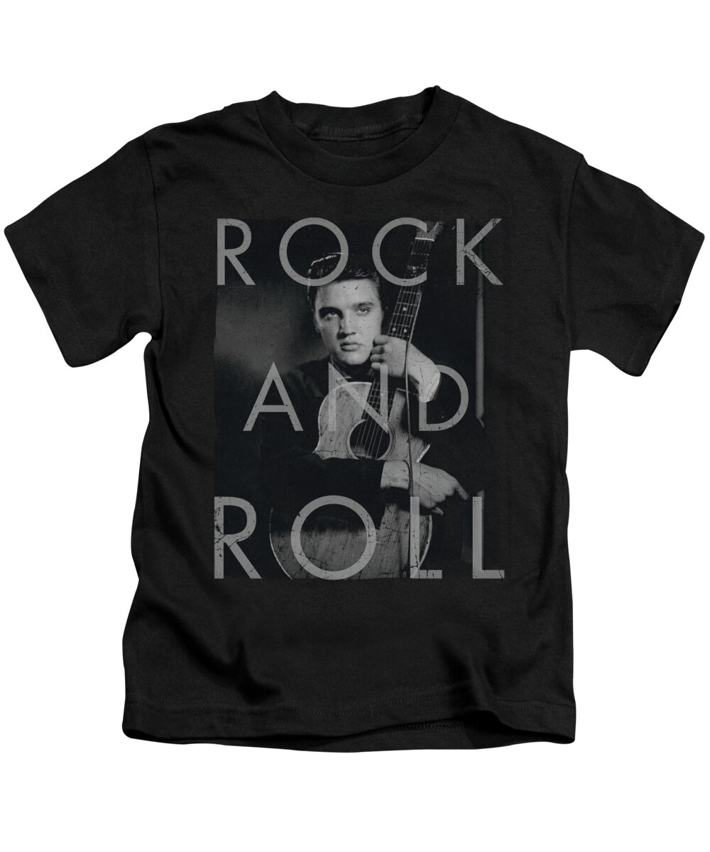  Kids T-Shirt featuring the digital art Elvis - Rock And Roll by Brand A