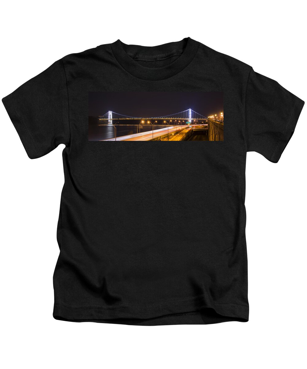 Gwb Kids T-Shirt featuring the photograph George Washington Bridge on President's Day #1 by Theodore Jones