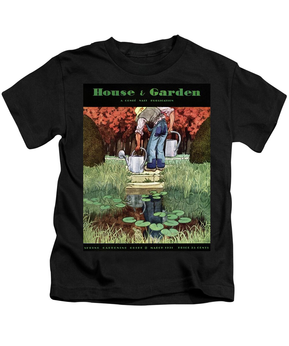 House And Garden Kids T-Shirt featuring the photograph House And Garden Spring Gardening Guide Cover #1 by Pierre Brissaud