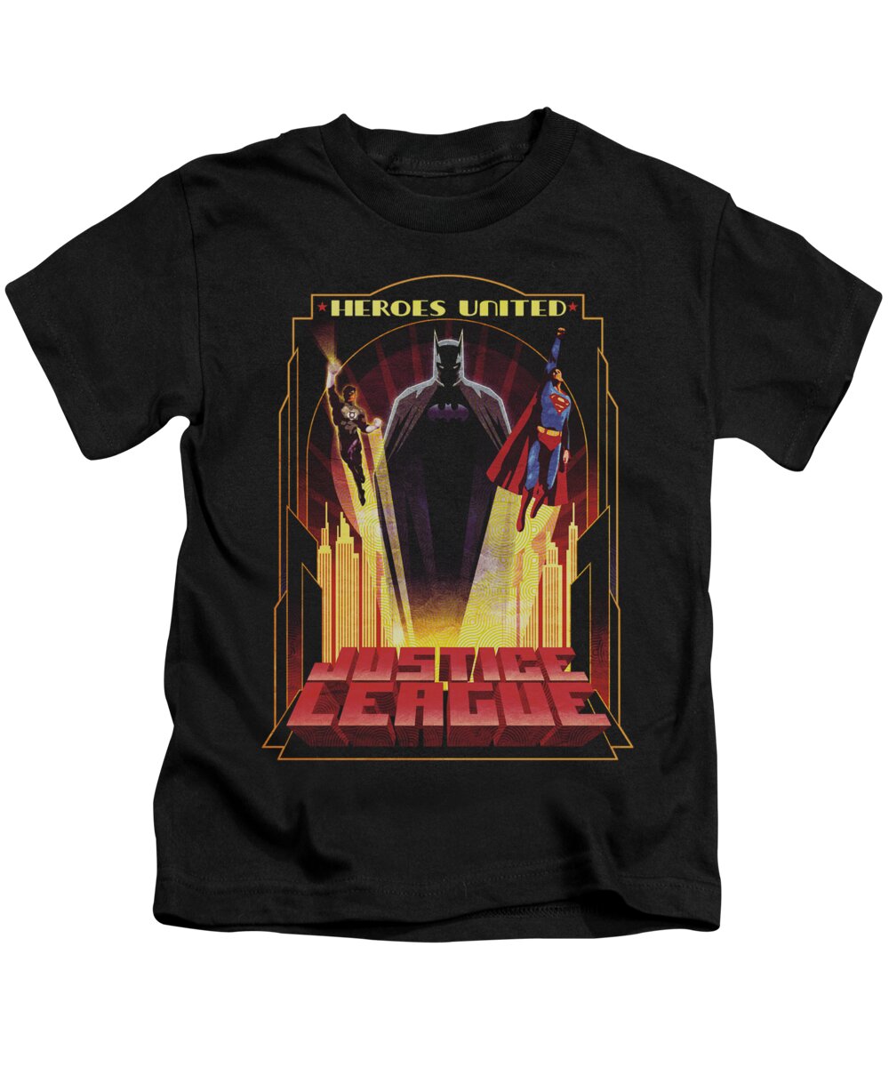 Justice League Of America Kids T-Shirt featuring the digital art Jla - Heroes United #1 by Brand A