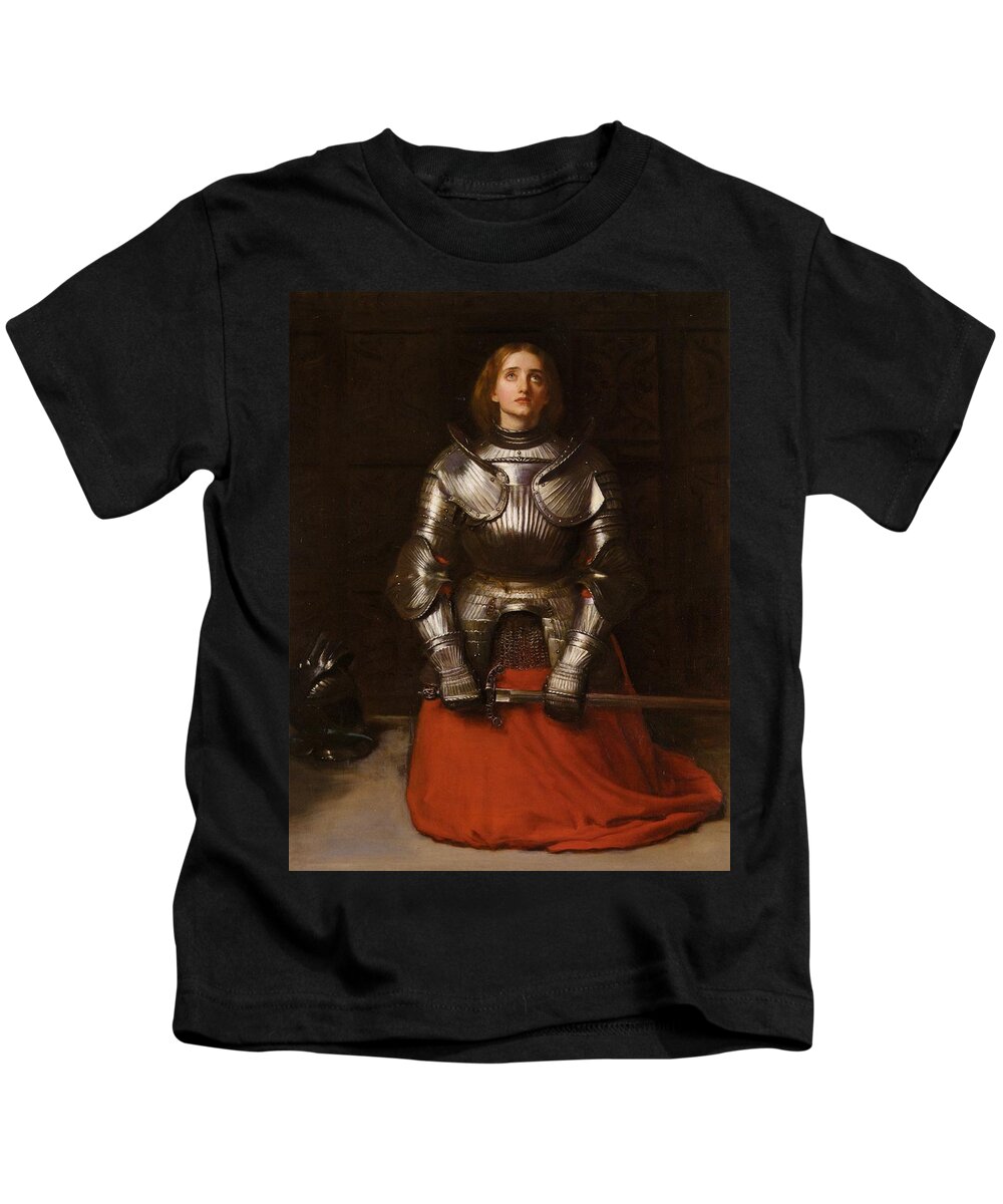 John Everett Millais Kids T-Shirt featuring the painting Joan of Arc by John Everett Millais
