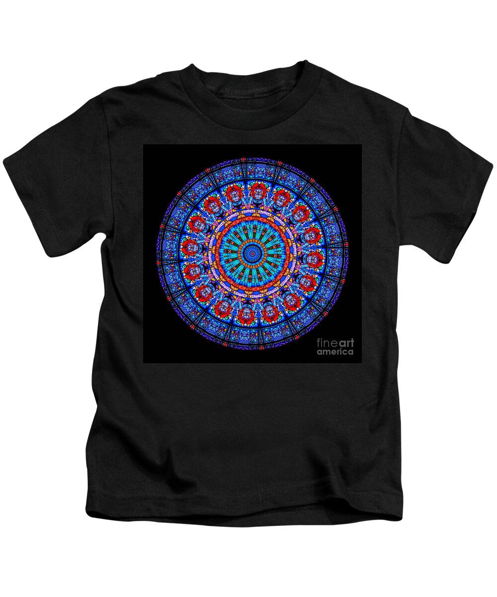 Abstract Kids T-Shirt featuring the photograph Kaleidoscope Stained Glass Window Series #1 by Amy Cicconi