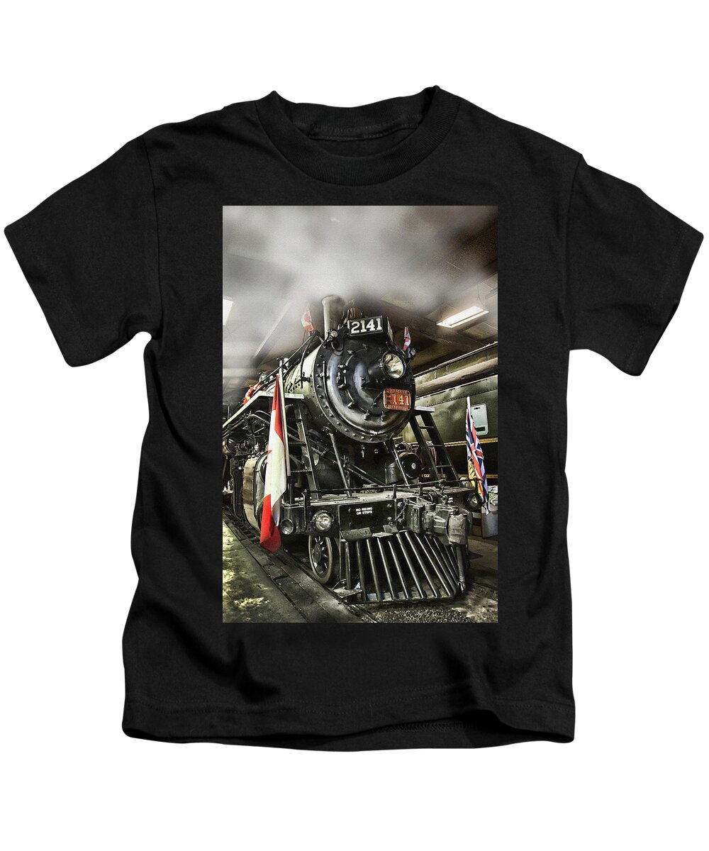 Steam Kids T-Shirt featuring the photograph Steam Locomotive 2141 #1 by Theresa Tahara