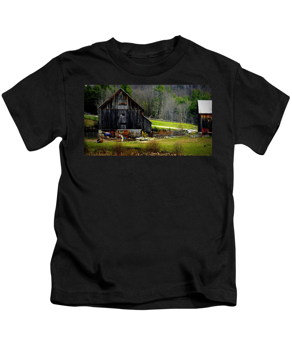 Horse Kids T-Shirt featuring the photograph The Horse Farm by Marysue Ryan
