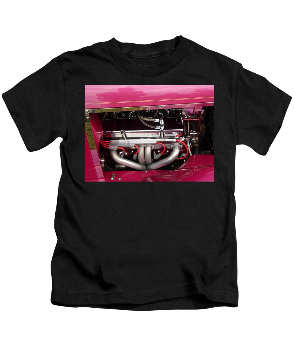 Engines Kids T-Shirt featuring the photograph Antique car engine #1 by Karl Rose