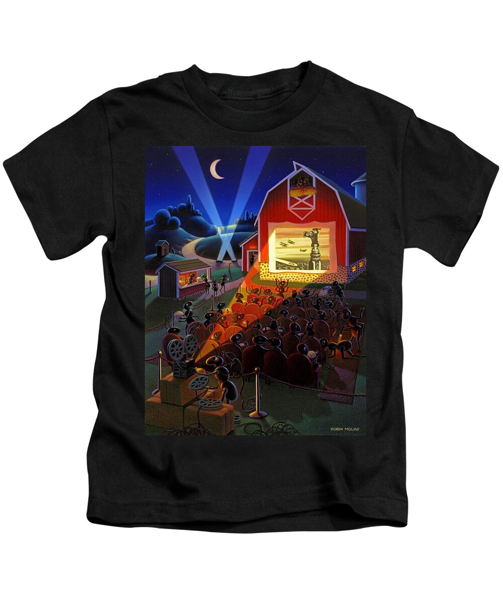 Ants Kids T-Shirt featuring the painting Ants at the Movies by Robin Moline