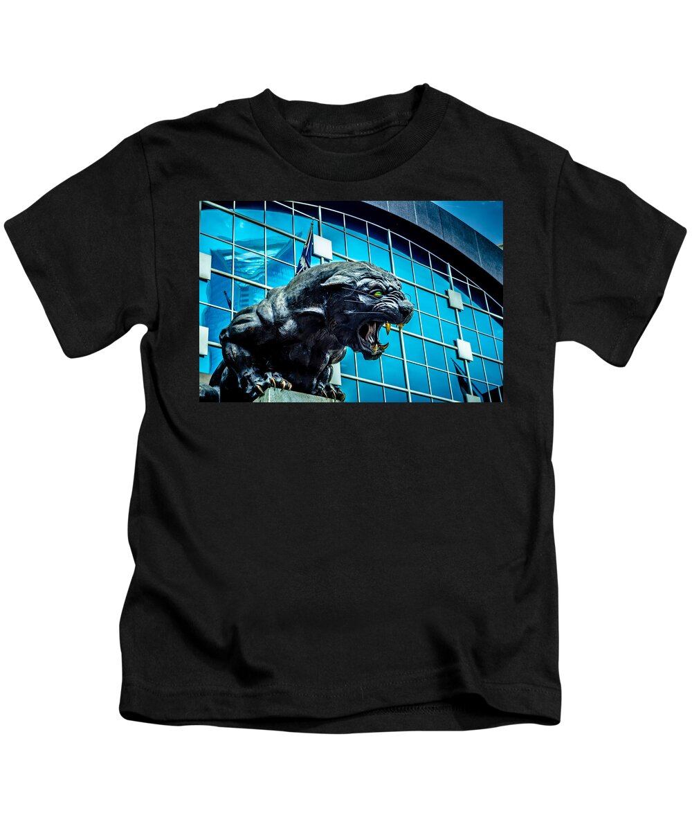 Action Kids T-Shirt featuring the photograph Black Panther Statue #2 by Alex Grichenko