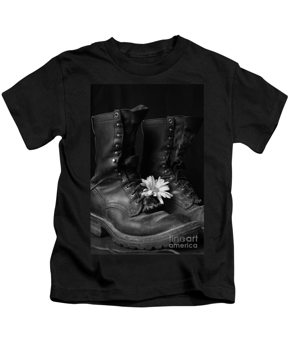 Boot Kids T-Shirt featuring the photograph Many Miles by Kerri Mortenson