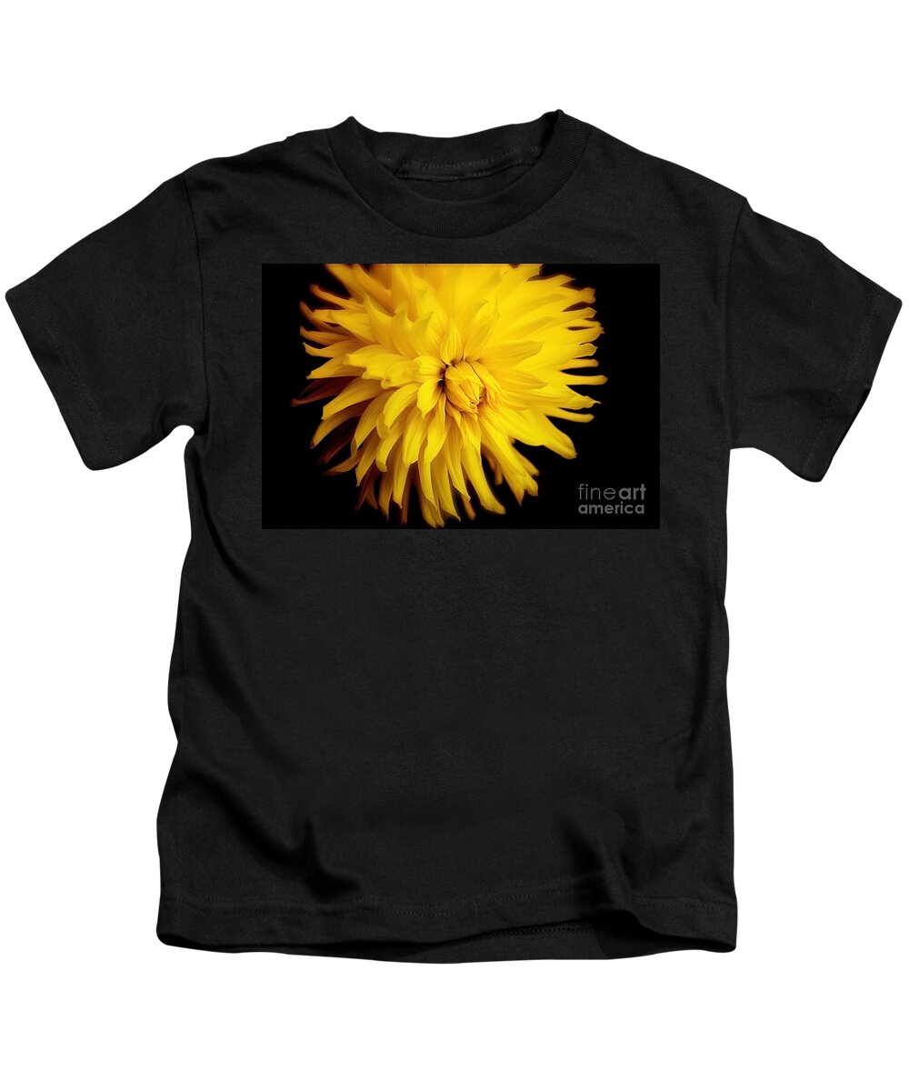 Dahlia Kids T-Shirt featuring the photograph Yellow Dahlia by Lisa Billingsley