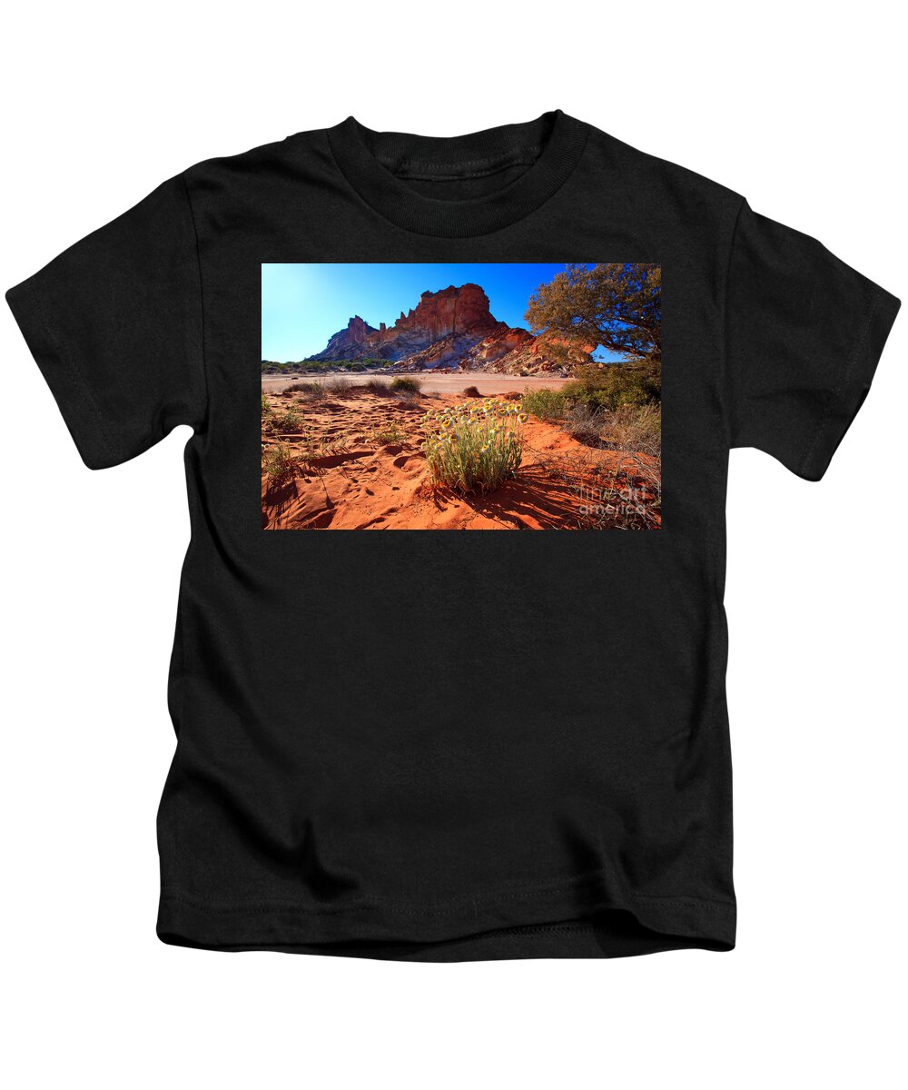 Rainbow Valley Sunrise Outback Landscape Central Australia Water Hole Northern Territory Australian Clay Pan Kids T-Shirt featuring the photograph Rainbow Valley #3 by Bill Robinson