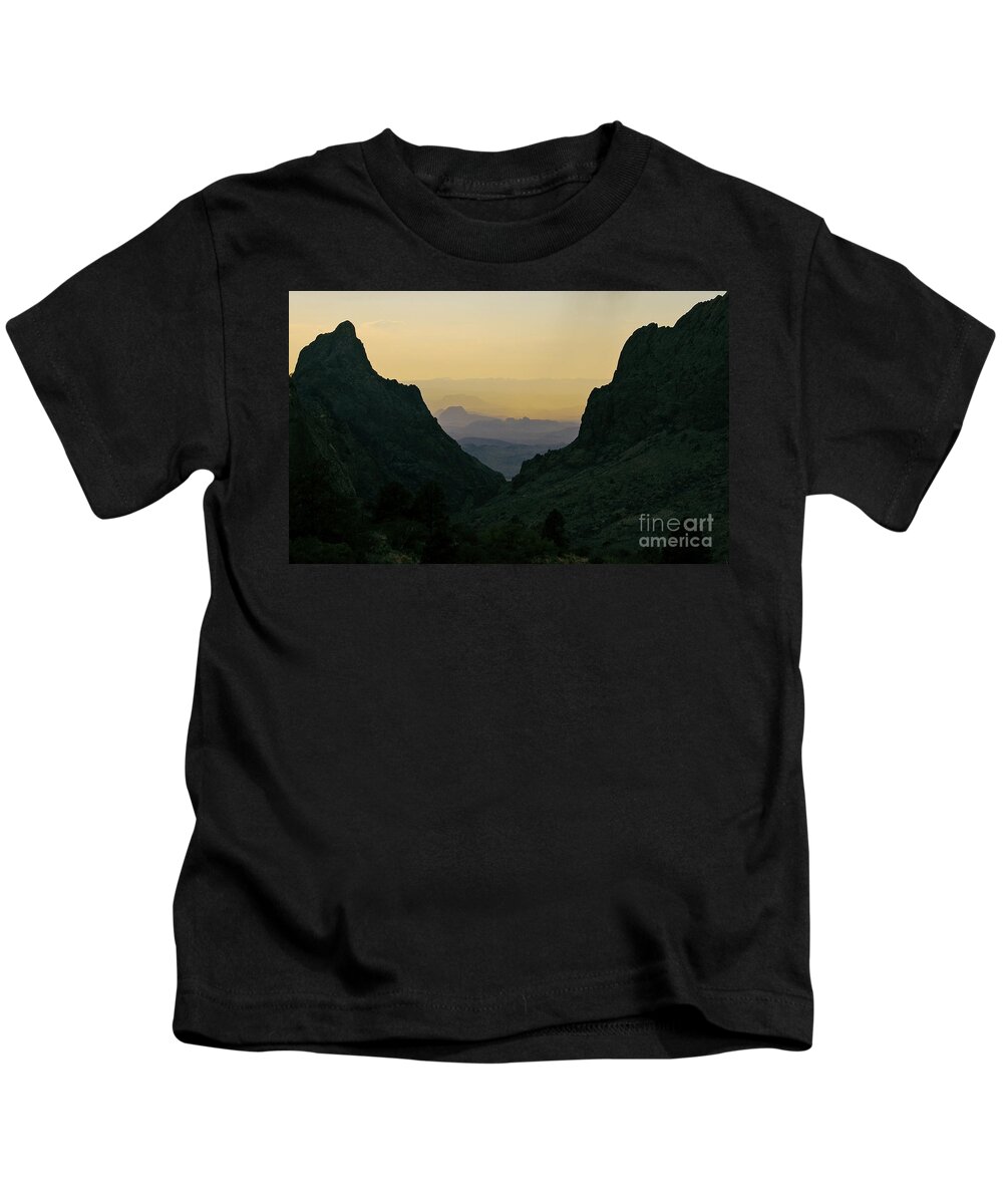 Big Bend Kids T-Shirt featuring the photograph The Window at Sunset in Chisos Mountains of Big Bend National Park Texas #2 by Shawn O'Brien