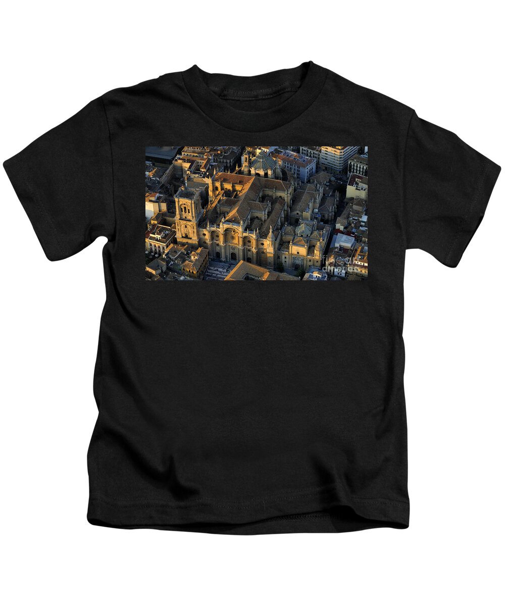  Aerial Kids T-Shirt featuring the photograph Granada Cathedral #6 by Guido Montanes Castillo