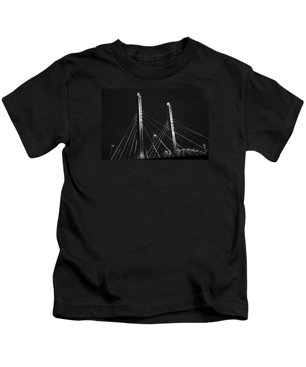 6th Street Bridge Black And White Kids T-Shirt featuring the photograph 6th Street Bridge Black and White by Susan McMenamin