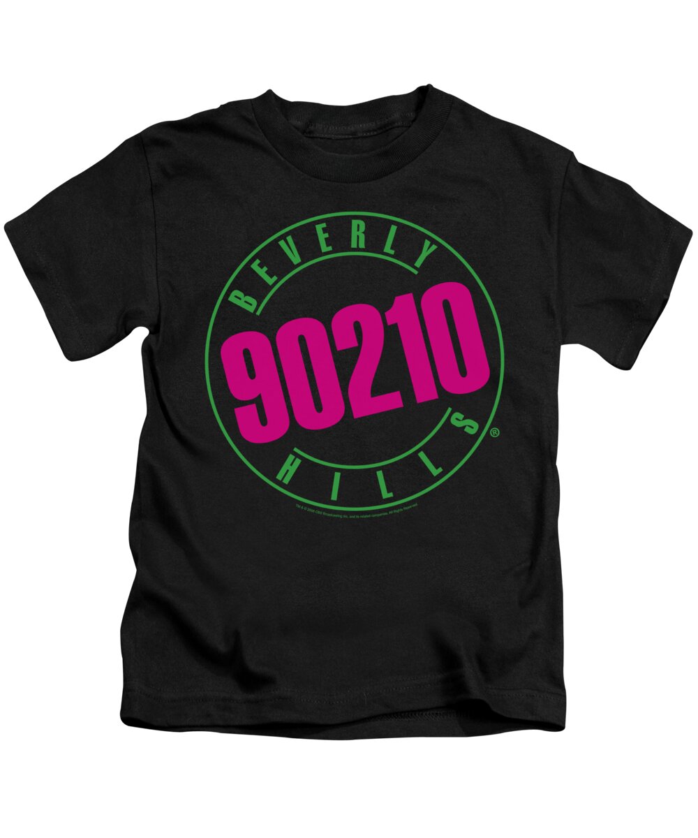 90210 Kids T-Shirt featuring the digital art 90210 - Neon by Brand A
