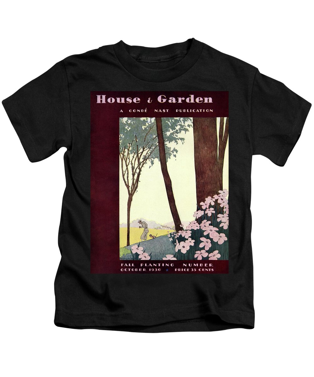 Illustration Kids T-Shirt featuring the photograph A House And Garden Cover Of A Rural Scene by Pierre Mourgue