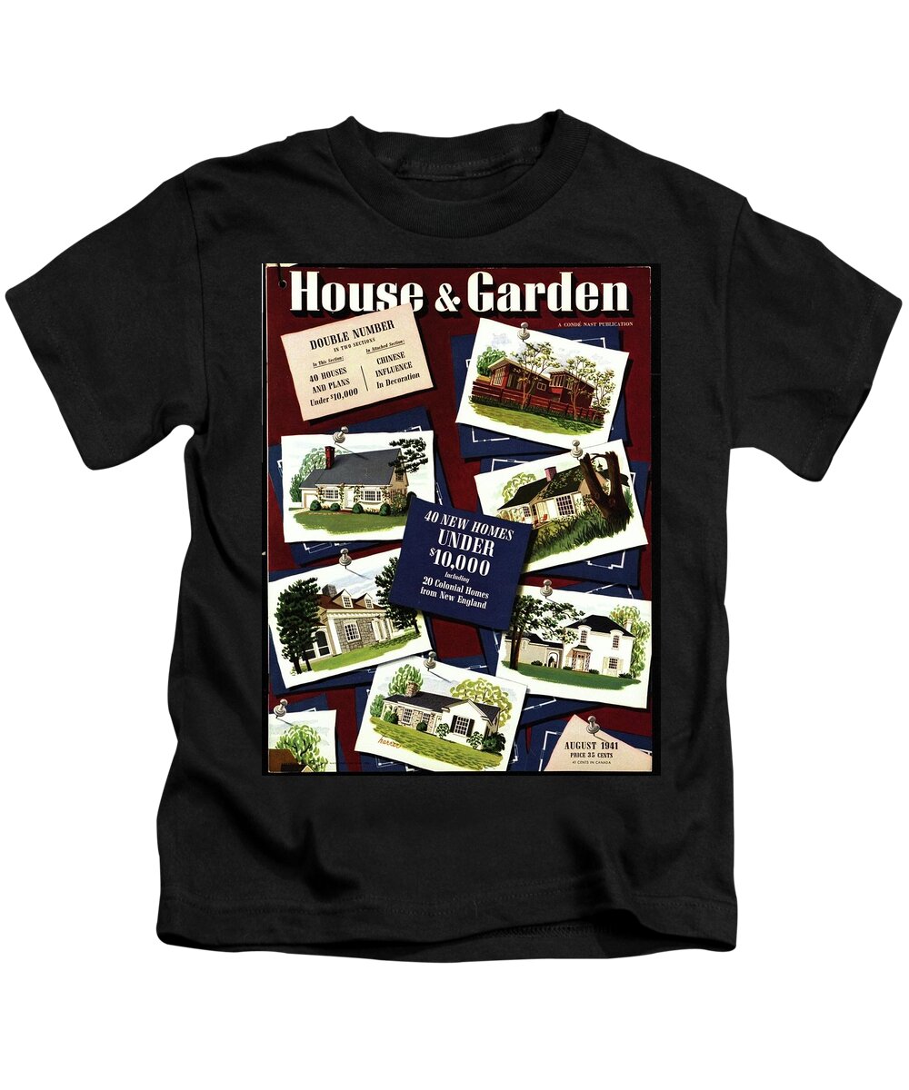 Illustration Kids T-Shirt featuring the photograph A House And Garden Cover Of Houses by Robert Harrer