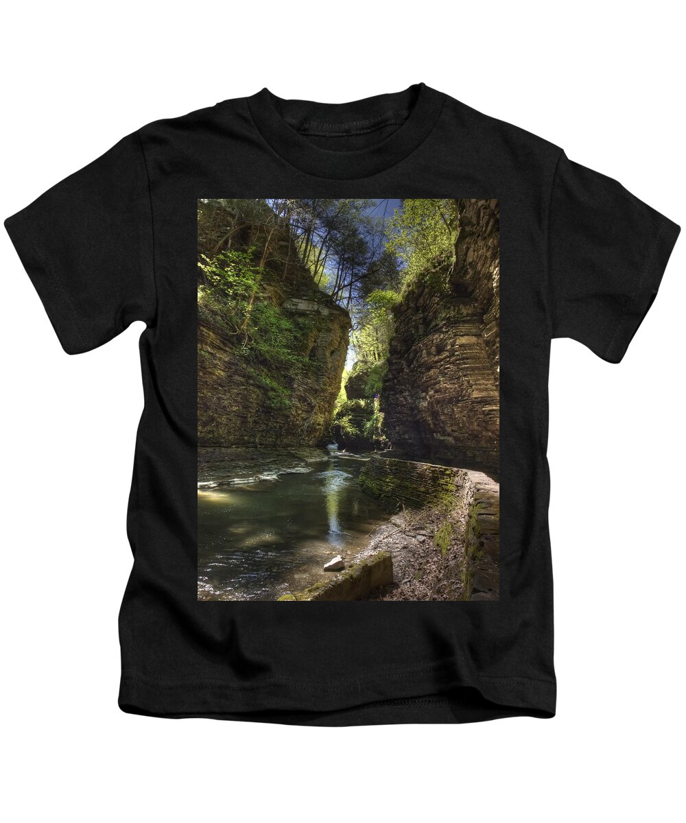 Watkins Glen Kids T-Shirt featuring the photograph A Moment of Stillness by Joshua House