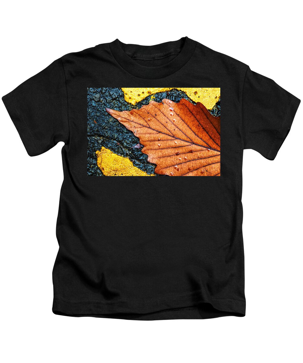 Cheesequake Kids T-Shirt featuring the photograph A Parking Space For Autumn Leaf by Gary Slawsky