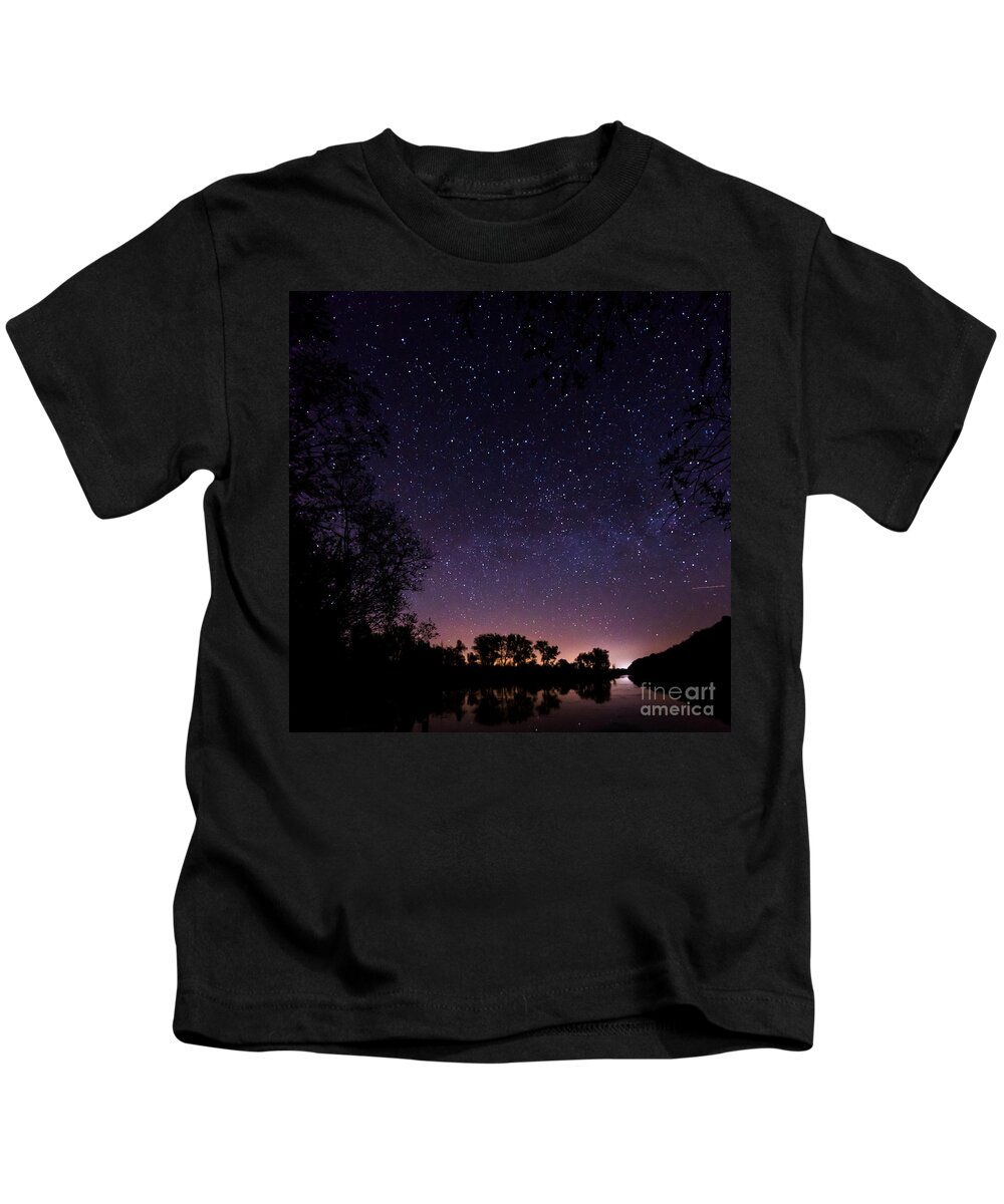 1x1 Kids T-Shirt featuring the photograph a starry night at the Inn by Hannes Cmarits