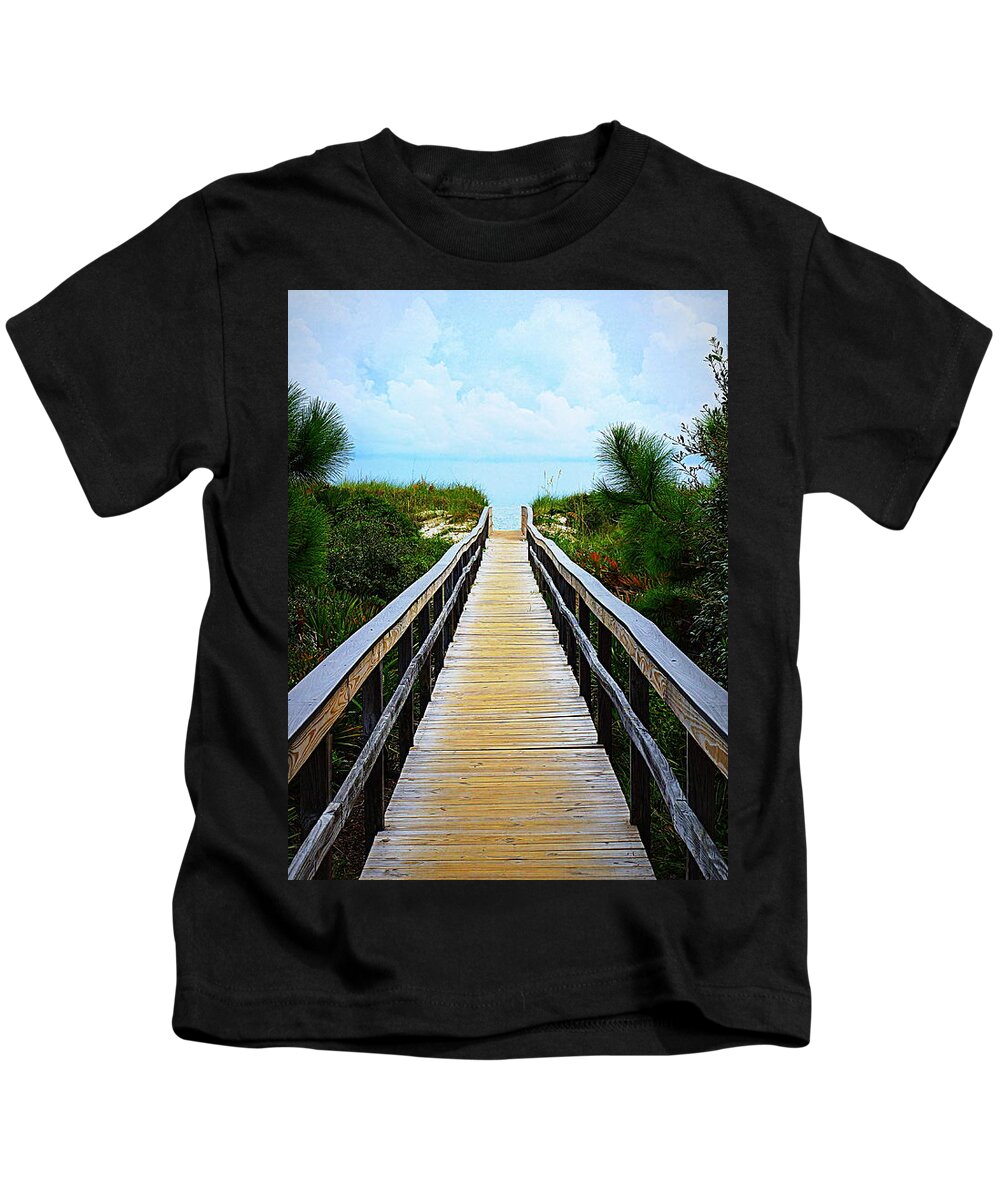 Beach Kids T-Shirt featuring the photograph A walk to the beach by Paul Wilford