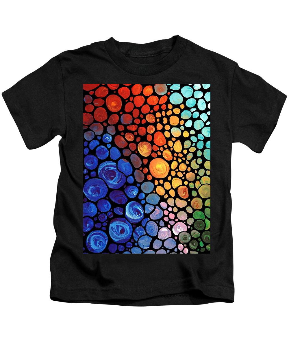 Abstract Kids T-Shirt featuring the painting Abstract 1 - Colorful Mosaic Art - Sharon Cummings by Sharon Cummings