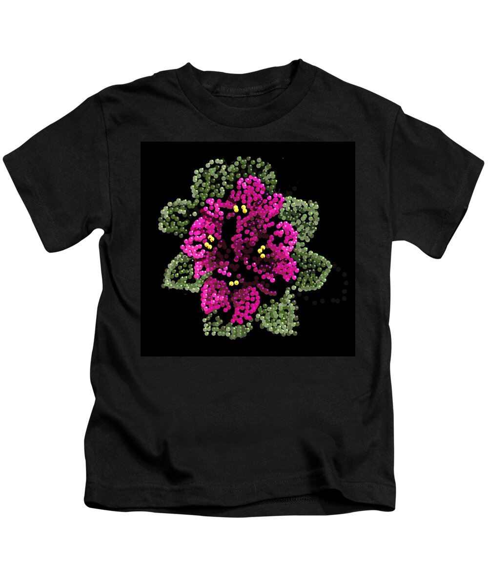 African Violet Kids T-Shirt featuring the digital art African Violets Bedazzled by R Allen Swezey
