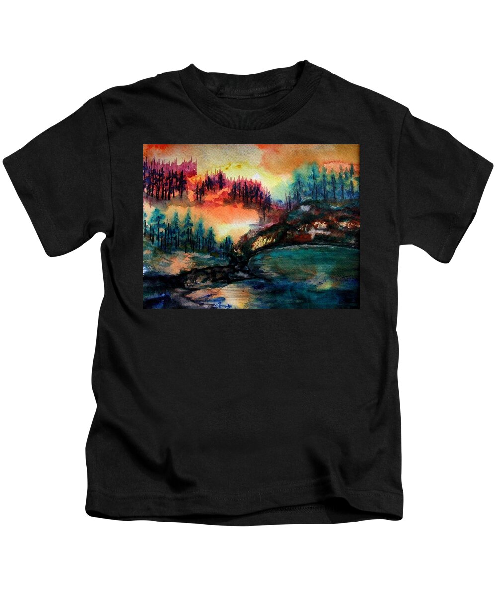 Ksg Kids T-Shirt featuring the painting Aglow by Kim Shuckhart Gunns