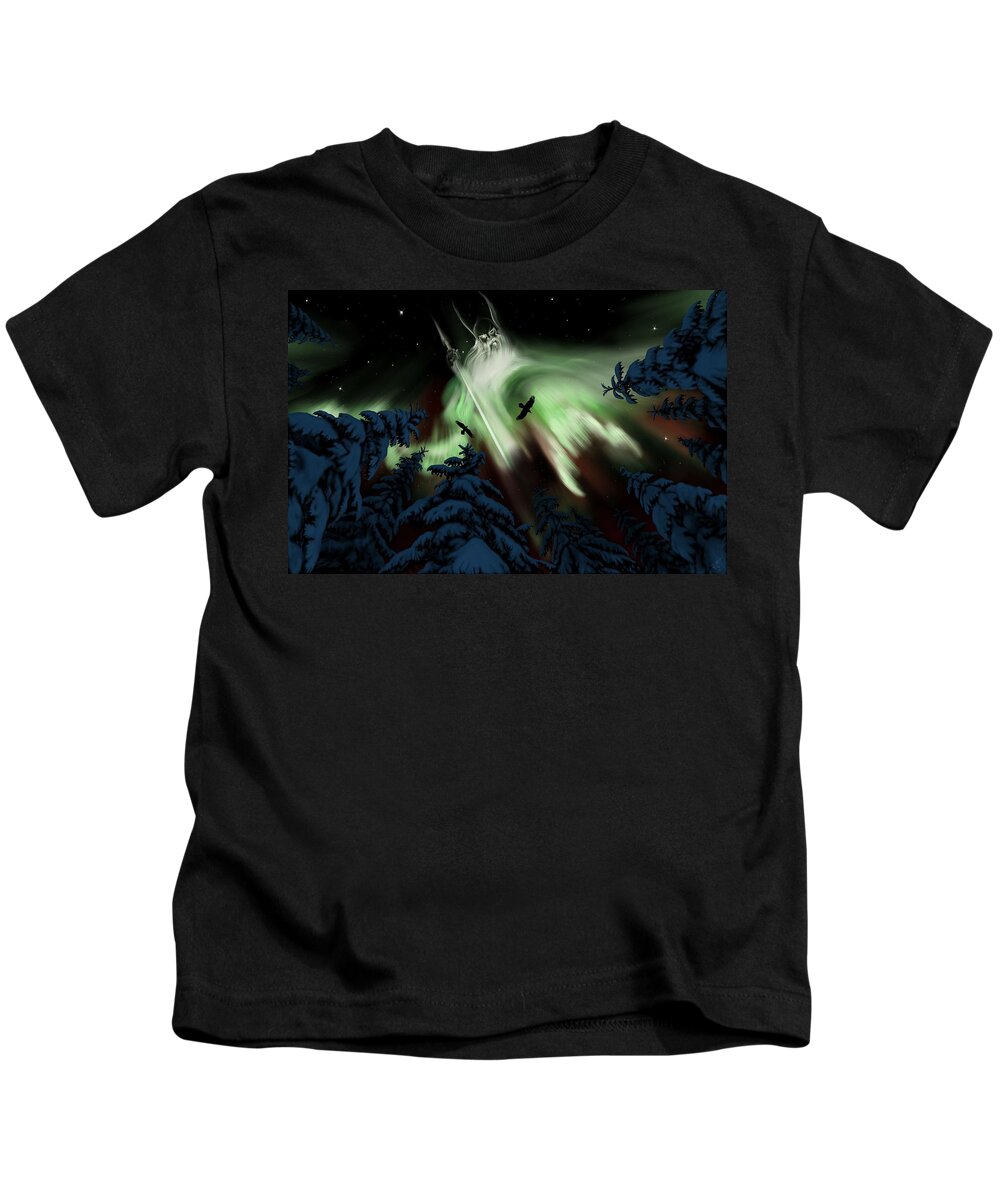 Odin Kids T-Shirt featuring the digital art Allfather by Norman Klein