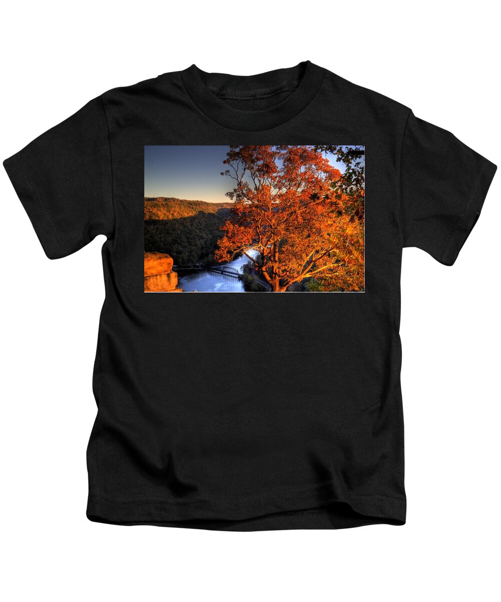 River Kids T-Shirt featuring the photograph Amazing Tree at Overlook by Jonny D