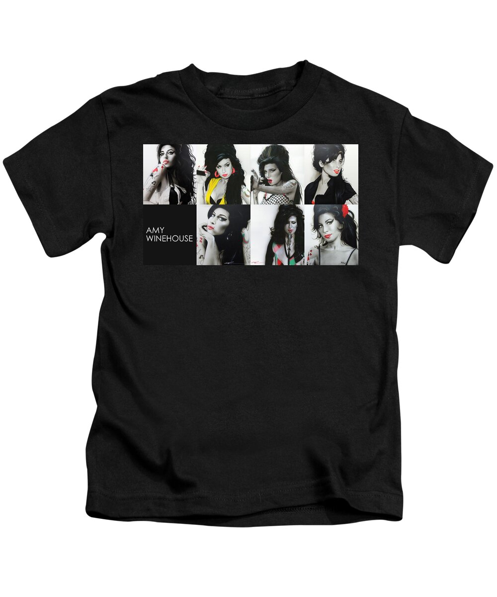 Amy Winehouse Kids T-Shirt featuring the painting Amy Eternal by Christian Chapman Art
