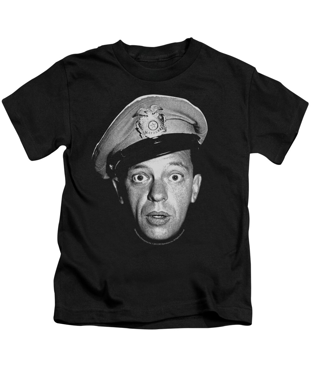  Kids T-Shirt featuring the digital art Andy Griffith - Barney Head by Brand A