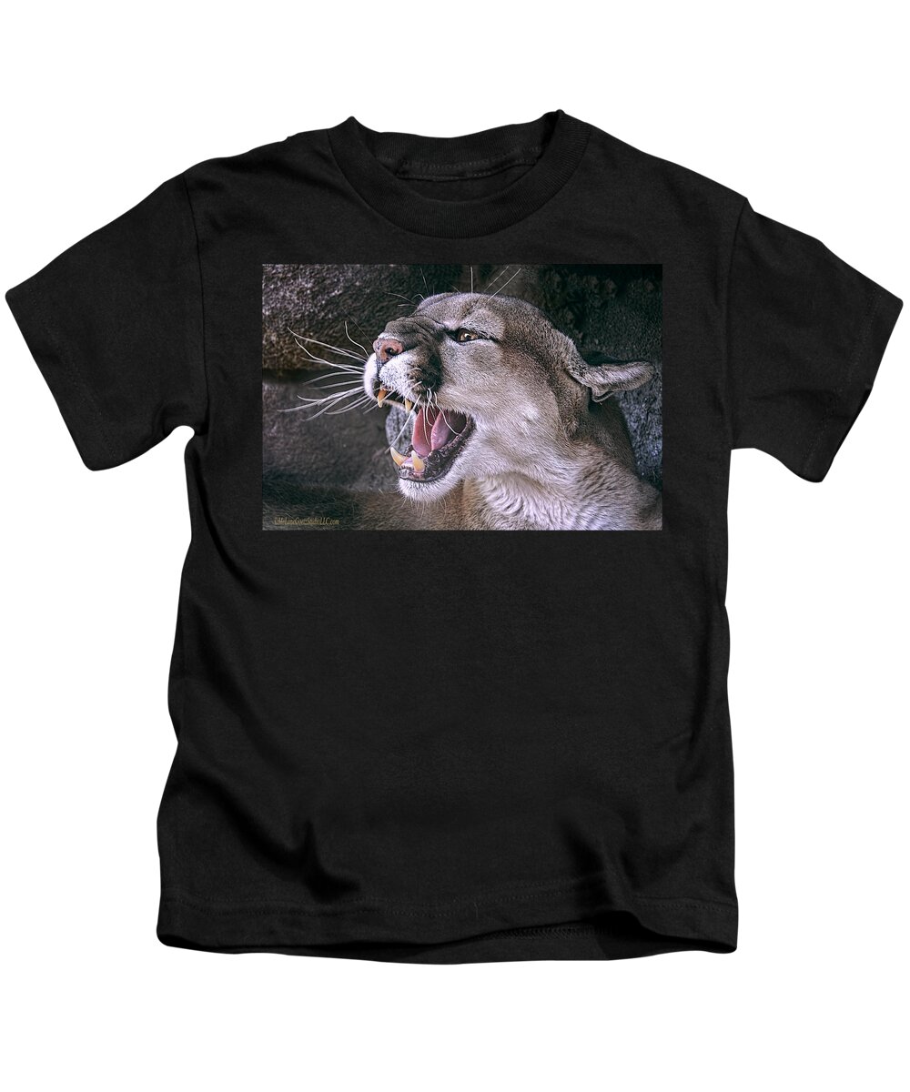Animals Kids T-Shirt featuring the photograph Angry Mountain Lion by LeeAnn McLaneGoetz McLaneGoetzStudioLLCcom