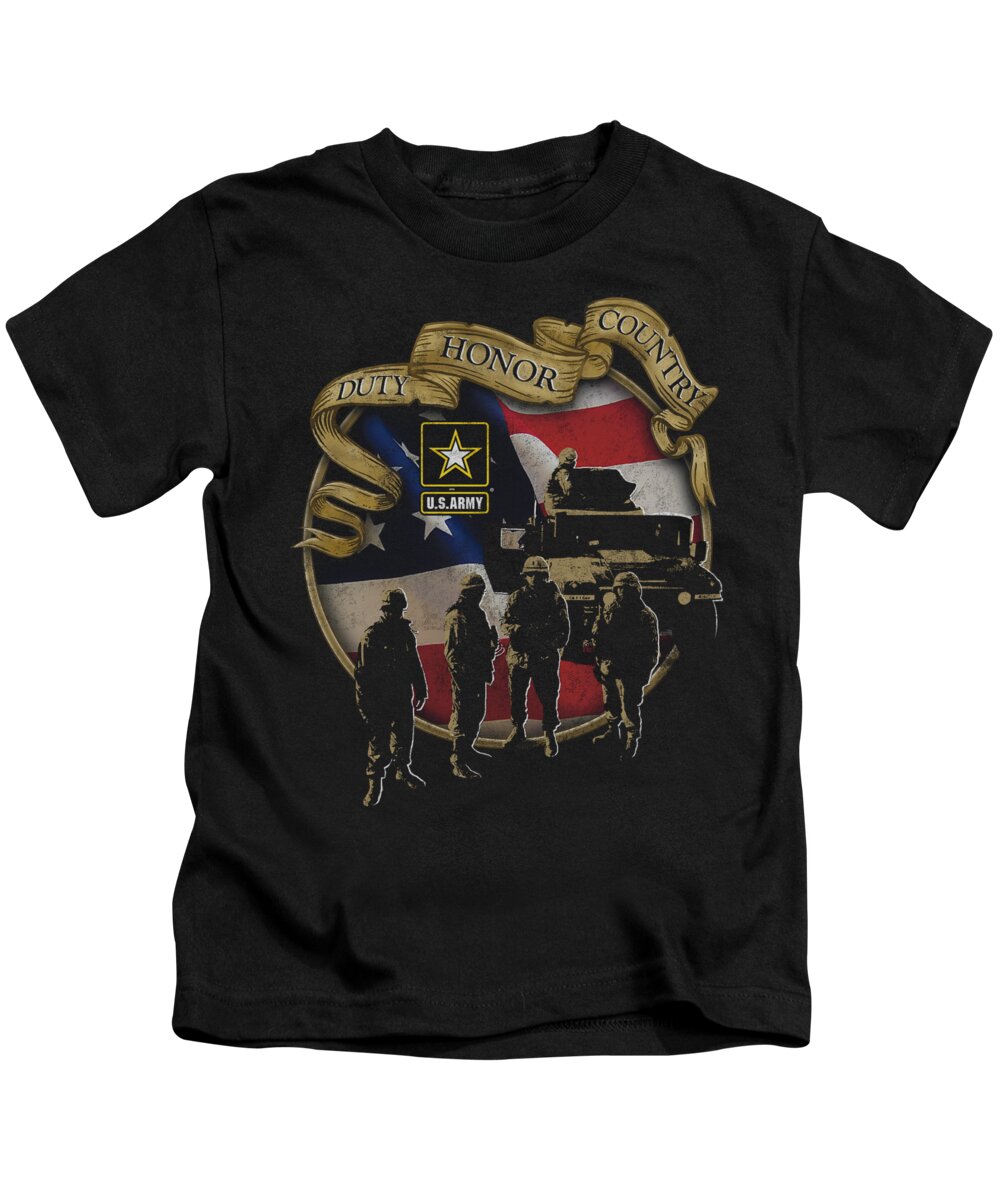 Air Force Kids T-Shirt featuring the digital art Army - Duty Honor Country by Brand A