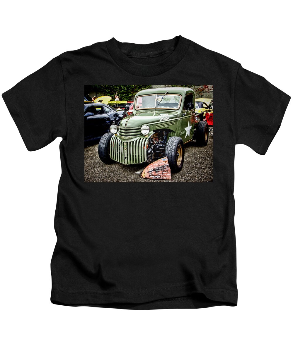 1946 Chevy Kids T-Shirt featuring the photograph Army Truck by Ron Roberts