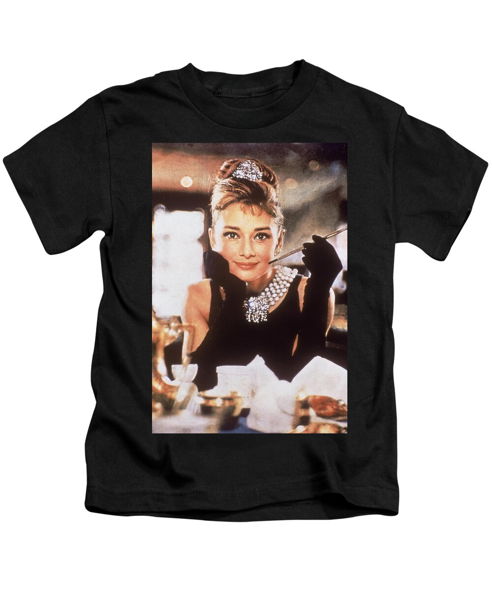 Audrey Hepburn Kids T-Shirt featuring the digital art Audrey Hepburn by Georgia Clare