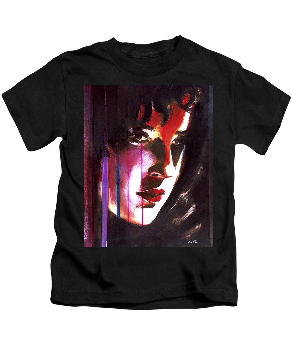 Portrait Art Kids T-Shirt featuring the painting Aurora by Rene Capone