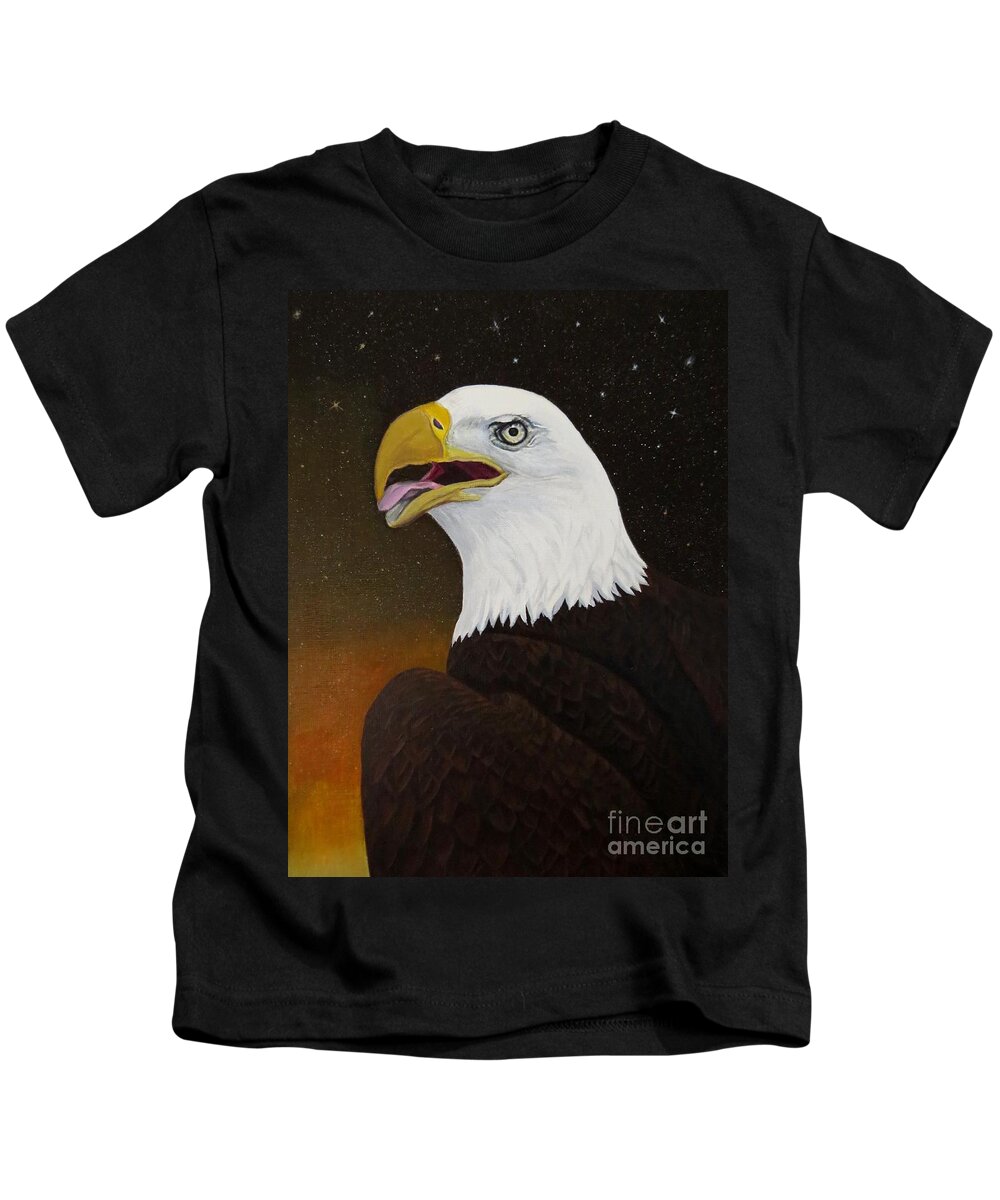 Paintings Kids T-Shirt featuring the painting Bald eagle by Zina Stromberg
