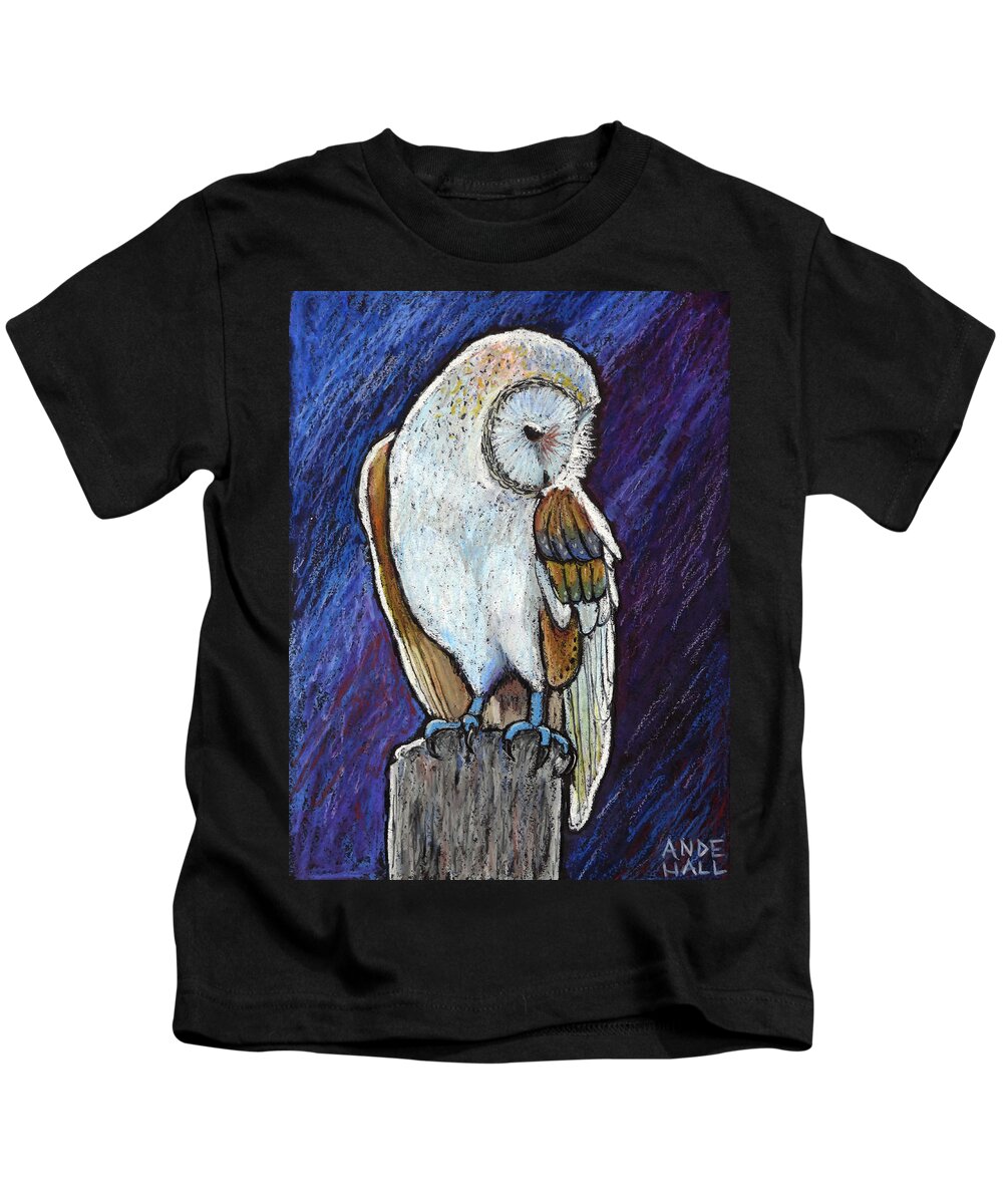 Barn Owl Kids T-Shirt featuring the painting Barn Owl by Ande Hall