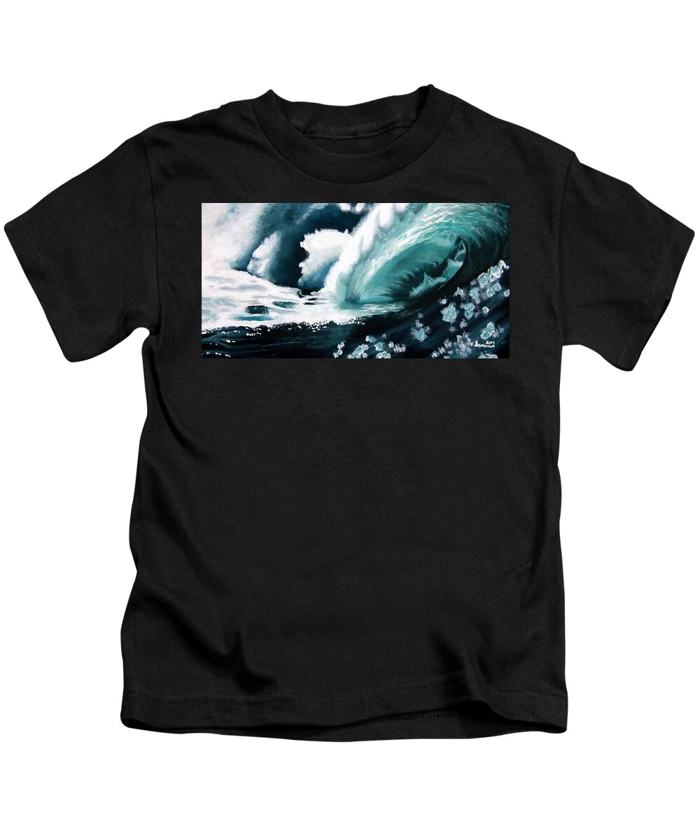 Wave Kids T-Shirt featuring the painting Barreling Storm by Kayleigh Semeniuk