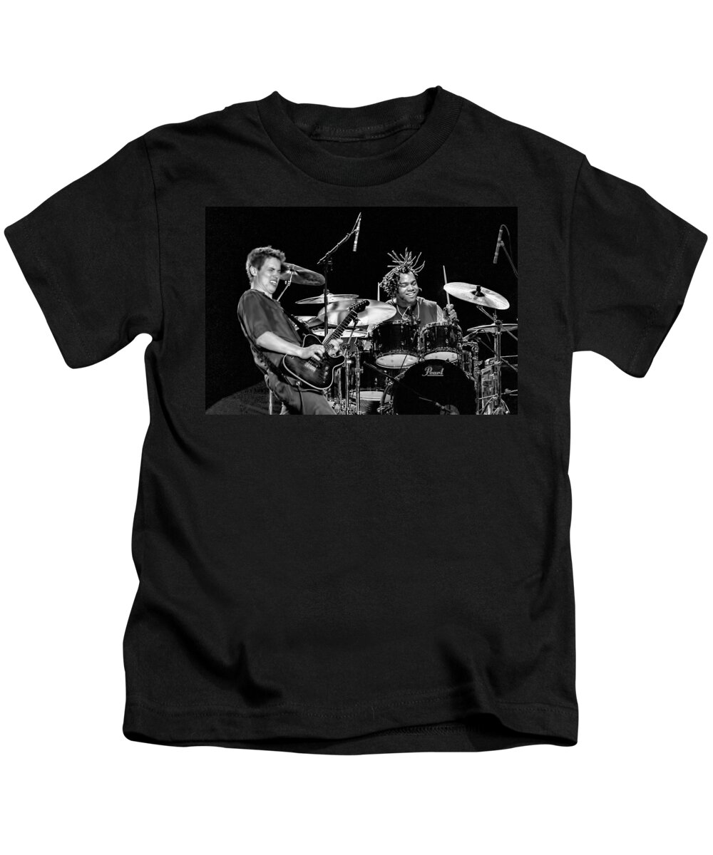 Tampa Bay Blues Festival Kids T-Shirt featuring the photograph Barry Alexander Drumming for Johnny Lang by Ginger Wakem