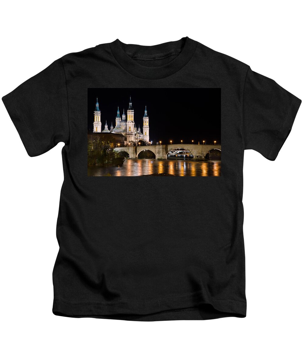 Landscape Kids T-Shirt featuring the photograph Basilica de El Pilar in Zaragoza by Pablo Lopez