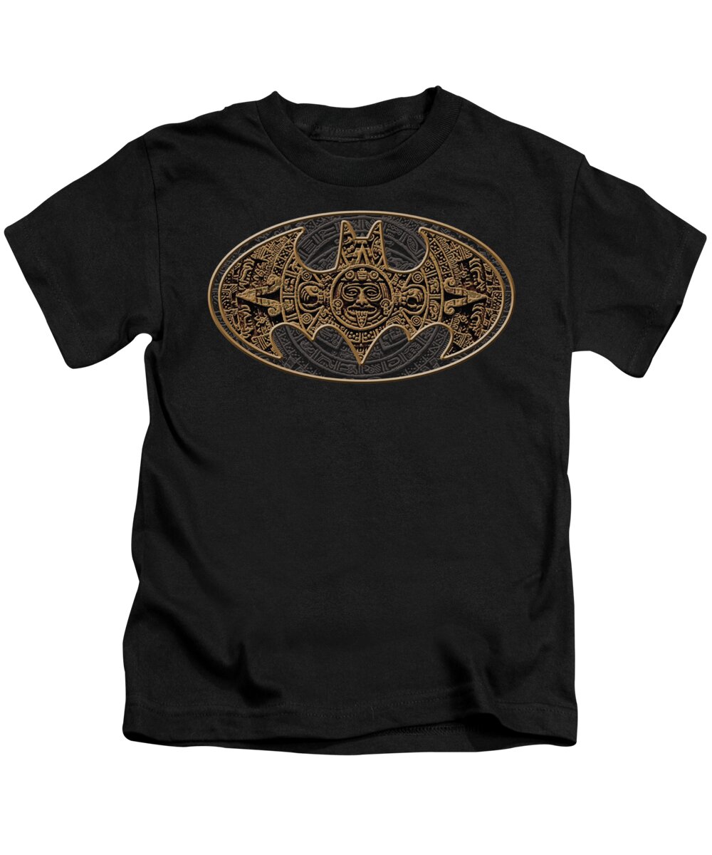 Batman Kids T-Shirt featuring the digital art Batman - Aztec Bat Logo by Brand A