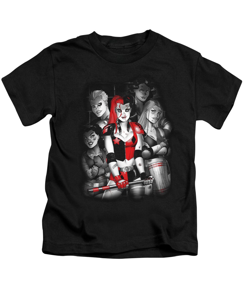  Kids T-Shirt featuring the digital art Batman - Bad Gals Bw by Brand A