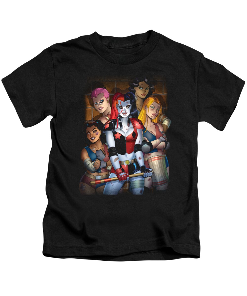  Kids T-Shirt featuring the digital art Batman - Bad Girls by Brand A