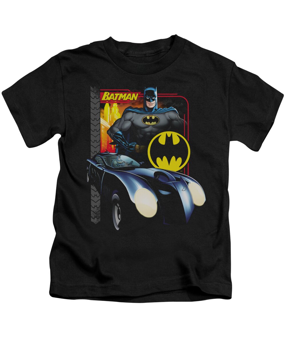 Batman Kids T-Shirt featuring the digital art Batman - Bat Racing by Brand A